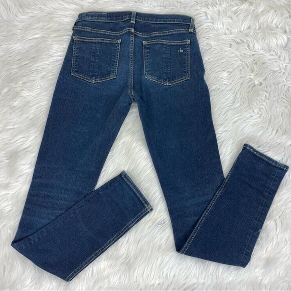 Rag & Bone Women's Blue‎ Clean Indigo Mid-Rise Skinny Denim Luxury Jeans W28/L30 - Picture 4 of 11